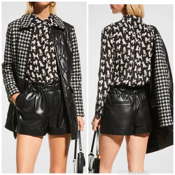 Alice + Olivia Reagan Vegan-Leather Paperbag Shorts Black New with Tags! - Picture 2 of 6